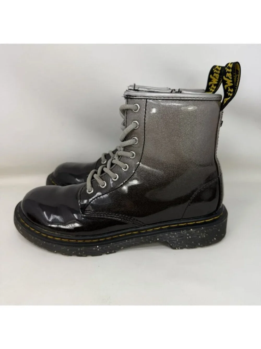 Dr. Martens 1460 Gradient Glitter Patent Leather Boots Black Youth Size 2